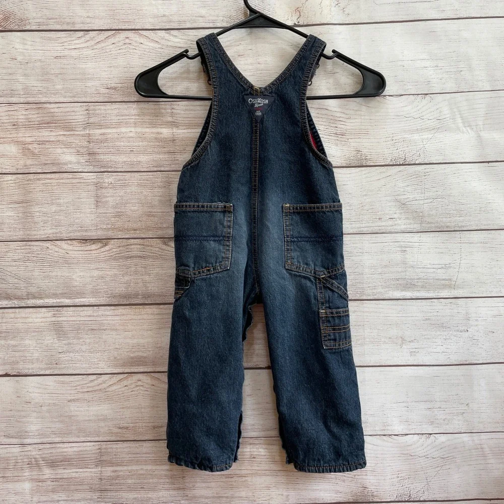 VINTAGE OSHKOSH DENN OVERALLS WITH‎ RED FLEECE LINING